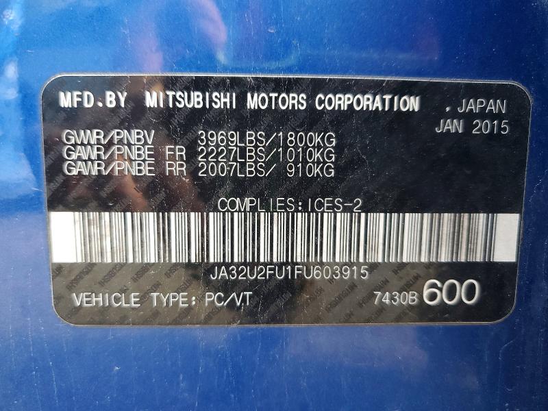 Продаж на аукціоні авто 2015 Mitsubishi Lancer, vin: JA32U2FU1FU603915, номер лоту: 51947966