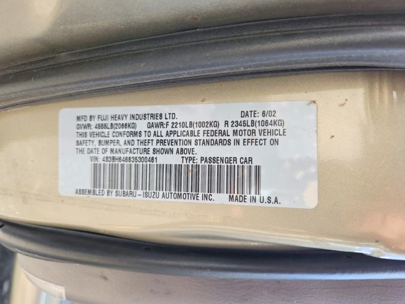 2003 Subaru Legacy მანქანა იყიდება აუქციონზე, vin: 4S3BH646835300461, აუქციონის ნომერი: 55235066