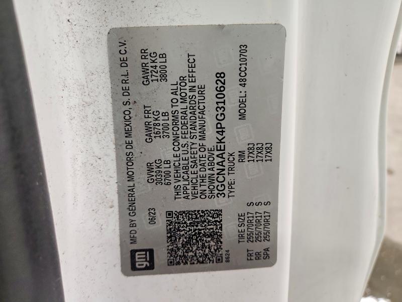 2023 Chevrolet Silverado მანქანა იყიდება აუქციონზე, vin: 3GCNAAEK4PG310628, აუქციონის ნომერი: 52563096