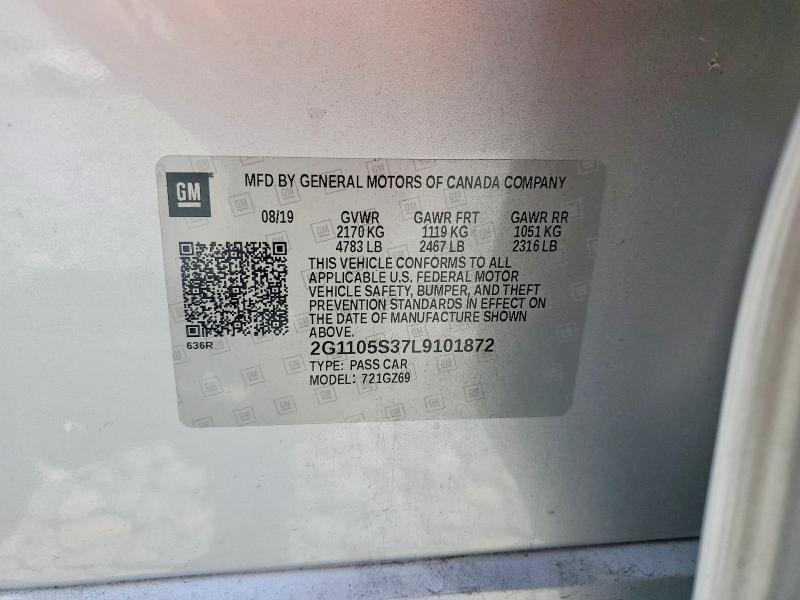 Продаж на аукціоні авто 2020 Chevrolet Impala, vin: 2G1105S37L9101872, номер лоту: 52147986