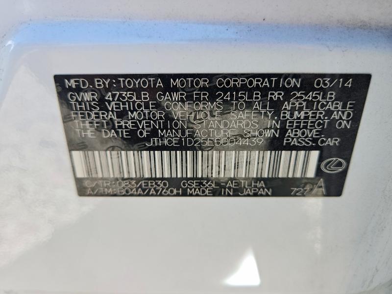 51009556 :رقم المزاد ، JTHCE1D25E5004439 vin ، 2014 Lexus Is مزاد بيع