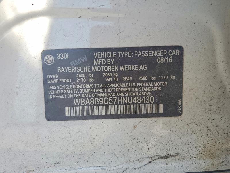 Продажа на аукционе авто 2017 Bmw 330, vin: WBA8B9G57HNU48430, номер лота: 54280786