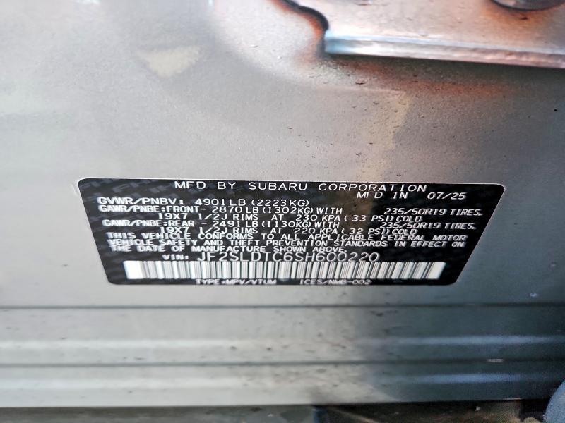 2025 Subaru Forester მანქანა იყიდება აუქციონზე, vin: JF2SLDTC6SH600220, აუქციონის ნომერი: 53243216