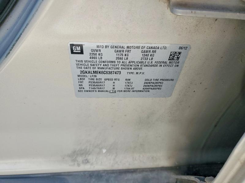 Продажа на аукционе авто 2012 Gmc Terrain, vin: 2GKALMEK6C6387473, номер лота: 53278746