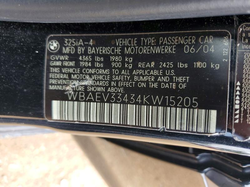 52697066 :رقم المزاد ، WBAEV33434KW15205 vin ، 2004 Bmw 325 مزاد بيع