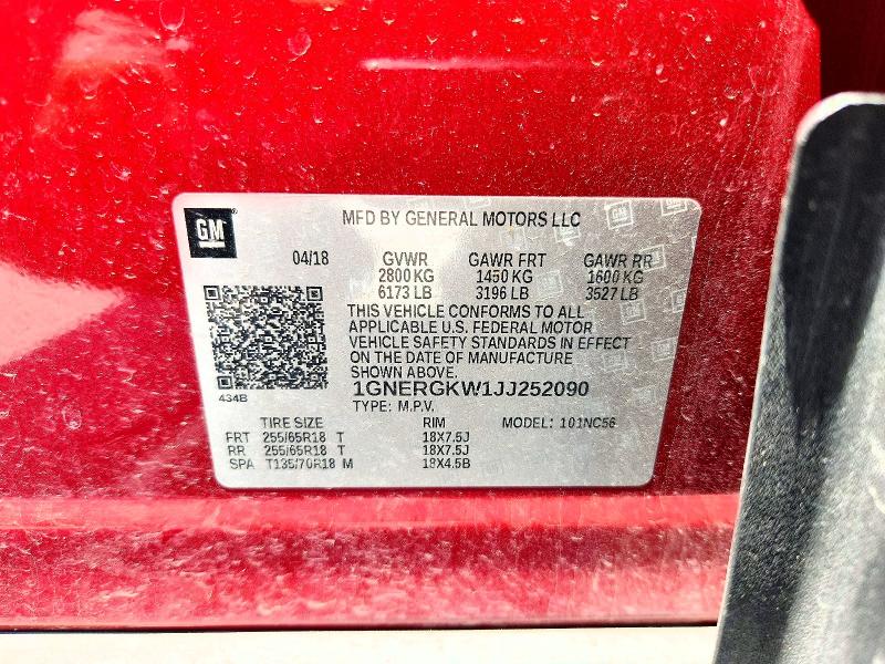 53722016 :رقم المزاد ، 1GNERGKW1JJ252090 vin ، 2018 Chevrolet Traverse مزاد بيع