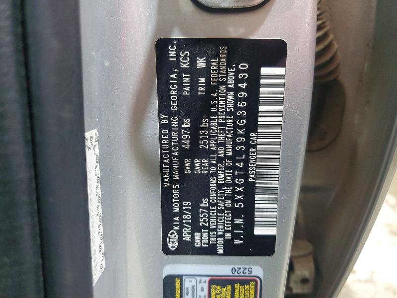 51027756 :رقم المزاد ، 5XXGT4L39KG369430 vin ، 2019 Kia Optima مزاد بيع