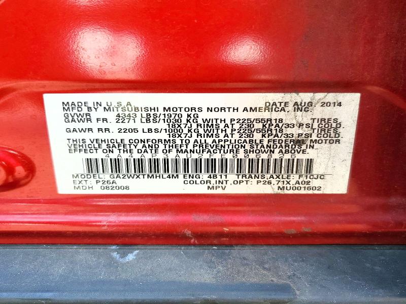 Продажа на аукционе авто 2015 Mitsubishi Outlander Sport, vin: 4A4AP3AU2FE006826, номер лота: 53727686