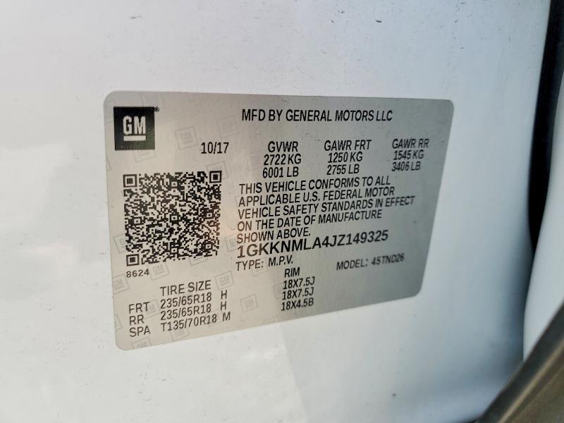 Aukcja sprzedaży 2018 Gmc Acadia, vin: 1GKKNMLA4JZ149325, numer aukcji: 55160906