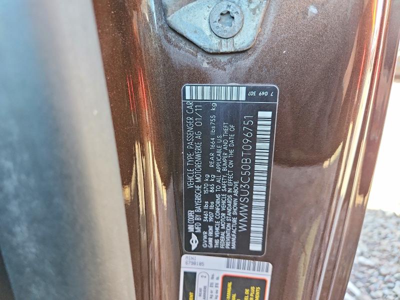Aukcja sprzedaży 2011 Mini Cooper, vin: WMWSU3C50BT096751, numer aukcji: 55028186