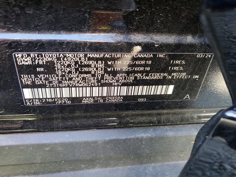 53456176 :رقم المزاد ، 2T3T6RFV7RW062491 vin ، 2024 Toyota Rav4 مزاد بيع