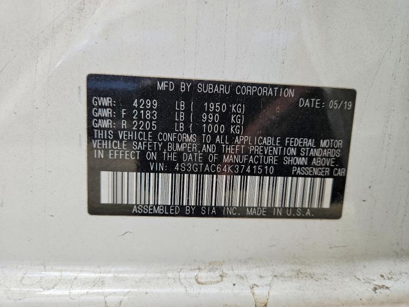 Aukcja sprzedaży 2019 Subaru Impreza, vin: 4S3GTAC64K3741510, numer aukcji: 52478996