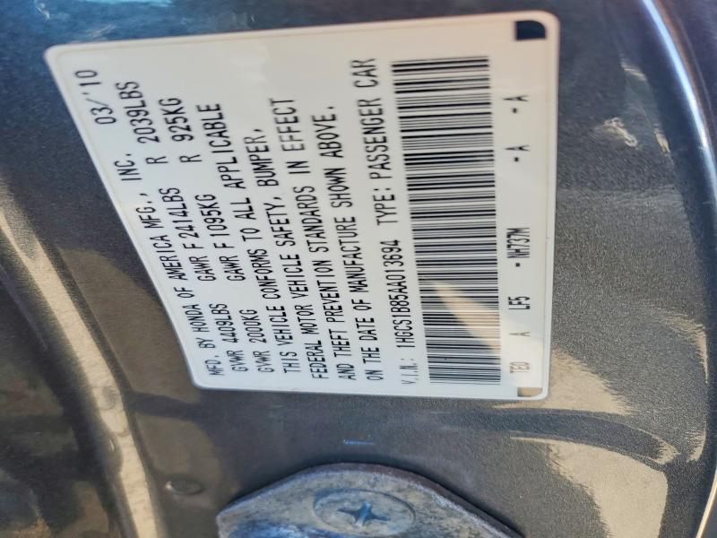 Aukcja sprzedaży 2010 Honda Accord, vin: 1HGCS1B85AA013694, numer aukcji: 55074016