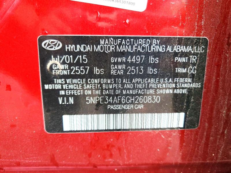 Продаж на аукціоні авто 2016 Hyundai Sonata, vin: 5NPE34AF6GH260830, номер лоту: 52707696