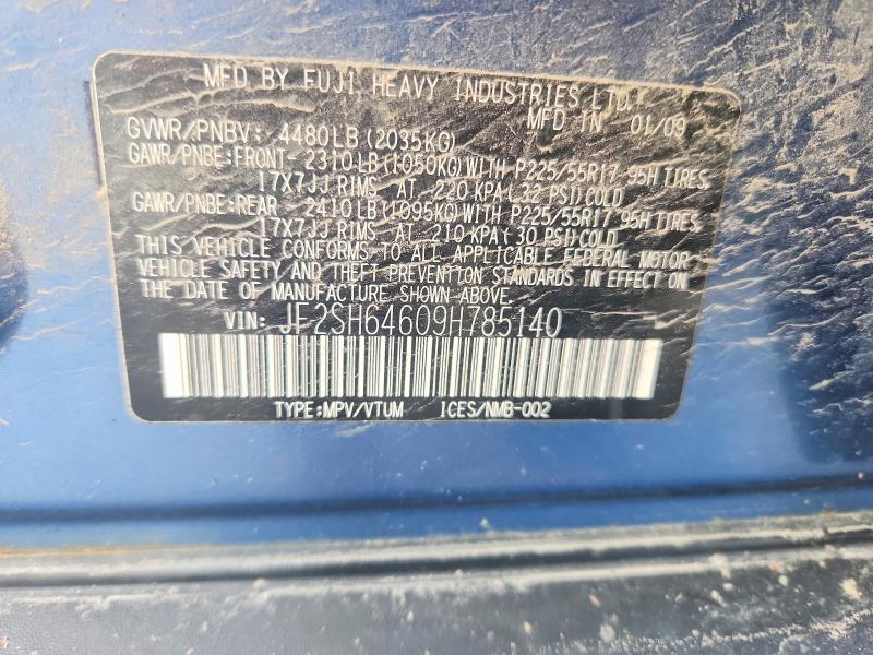 2009 Subaru Foreste მანქანა იყიდება აუქციონზე, vin: JF2SH64609H785140, აუქციონის ნომერი: 55371886
