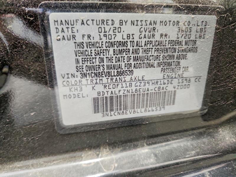 54969736 :رقم المزاد ، 3N1CN8EV8LL866539 vin ، 2020 Nissan Versa مزاد بيع