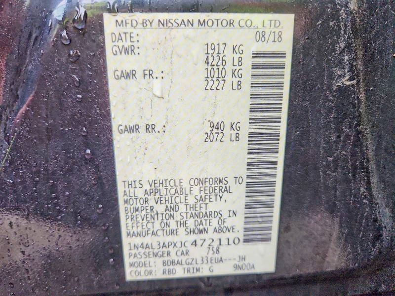 Продаж на аукціоні авто 2018 Nissan Altima, vin: 1N4AL3APXJC472110, номер лоту: 53353416