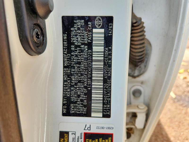 2014 Toyota Camry მანქანა იყიდება აუქციონზე, vin: 4T1BF1FK4EU353729, აუქციონის ნომერი: 51199836