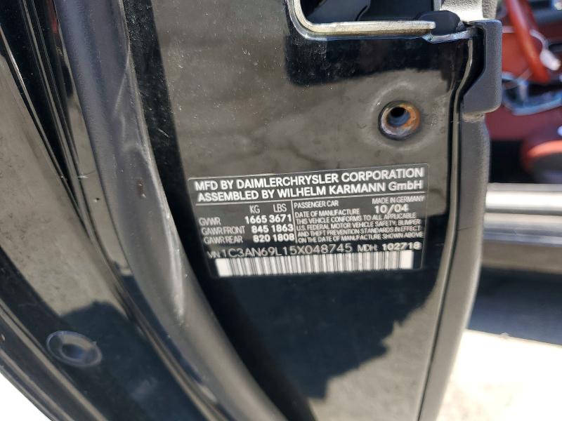 2005 Chrysler Crossfire მანქანა იყიდება აუქციონზე, vin: 1C3AN69L15X048745, აუქციონის ნომერი: 52557566