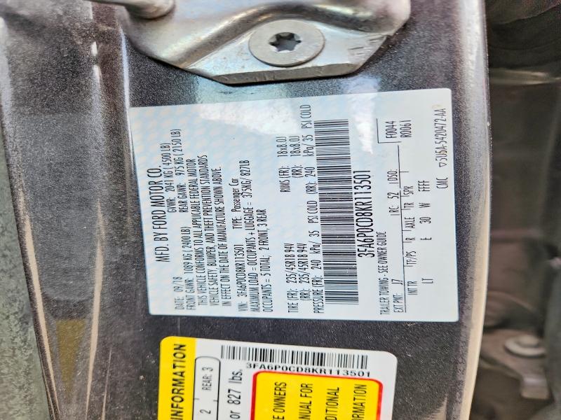 Продаж на аукціоні авто 2019 Ford Fusion, vin: 3FA6P0CD8KR113501, номер лоту: 55012346