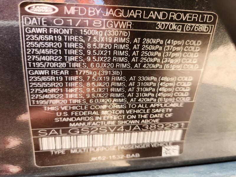 Aukcja sprzedaży 2018 Land Rover Range Rover, vin: SALGS2SV4JA389291, numer aukcji: 55460046