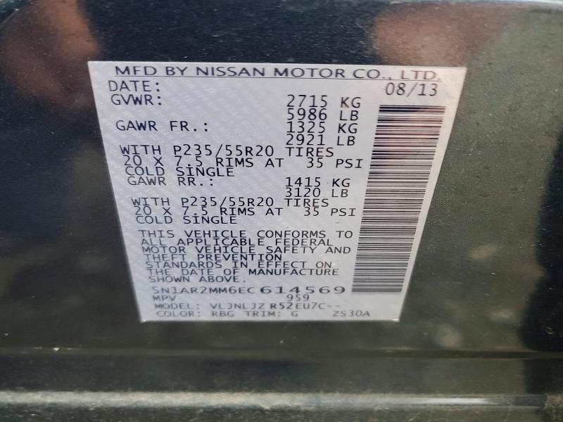 Aukcja sprzedaży 2014 Nissan Pathfinder, vin: 5N1AR2MM6EC614569, numer aukcji: 54714336