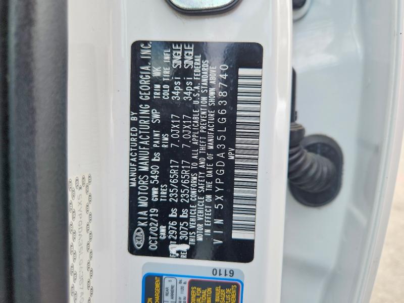 Продаж на аукціоні авто 2020 Kia Sorento, vin: 5XYPGDA35LG638740, номер лоту: 55023646