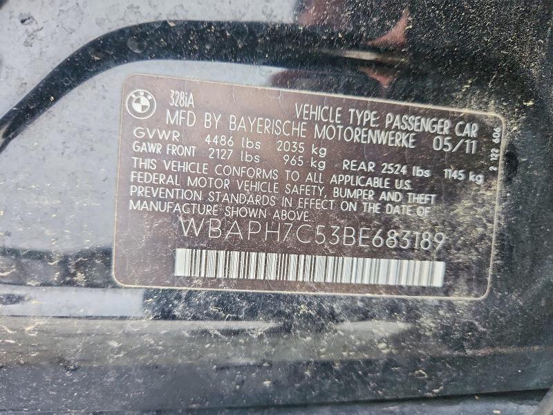 2011 Bmw 328 მანქანა იყიდება აუქციონზე, vin: WBAPH7C53BE683189, აუქციონის ნომერი: 55231796