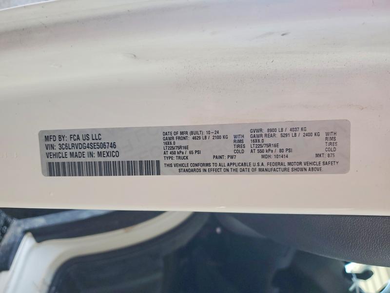 52862506 :رقم المزاد ، 3C6LRVDG4SE506746 vin ، 2025 Ram Promaster 2500 مزاد بيع