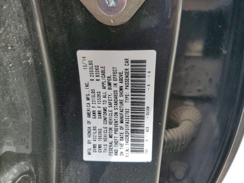 Продажа на аукционе авто 2015 Honda Accord, vin: 1HGCR2F51FA052792, номер лота: 54838086