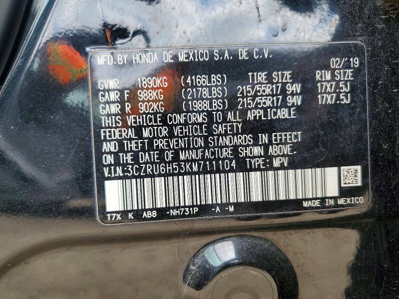 Aukcja sprzedaży 2019 Honda Hr-v, vin: 3CZRU6H53KM711104, numer aukcji: 52517636