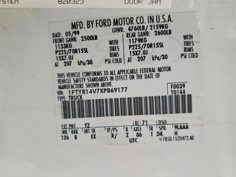Продаж на аукціоні авто 1999 Ford Ranger, vin: 1FTYR14V7XPB69177, номер лоту: 53821696