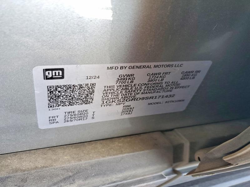 Aukcja sprzedaży 2025 Gmc Yukon Xl, vin: 1GKS2GRD9SR171432, numer aukcji: 53905026