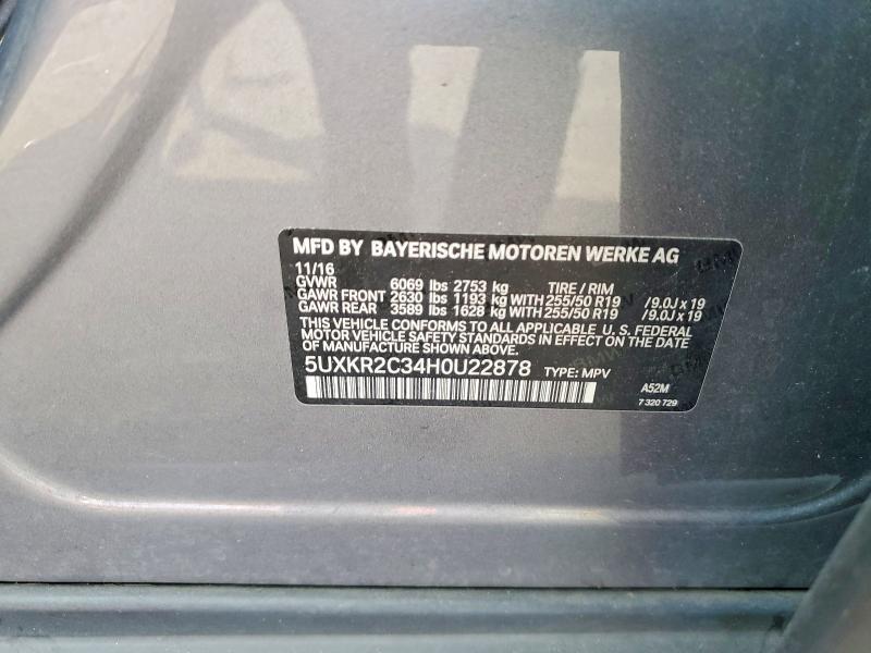 2017 Bmw X5 მანქანა იყიდება აუქციონზე, vin: 5UXKR2C34H0U22878, აუქციონის ნომერი: 54117806