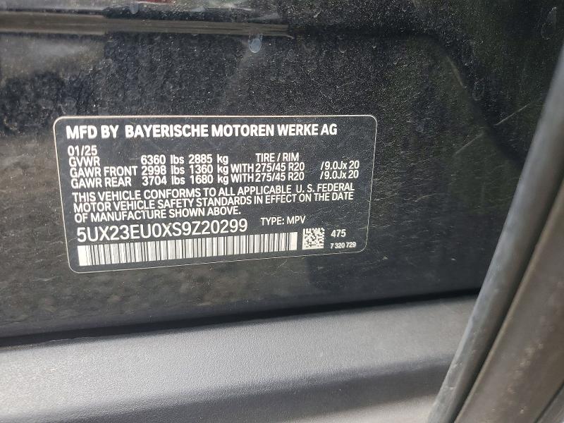 2025 Bmw X5 მანქანა იყიდება აუქციონზე, vin: 5UX23EU0XS9Z20299, აუქციონის ნომერი: 54353246