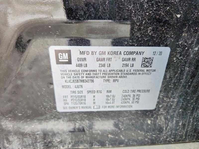 2021 Buick Encore მანქანა იყიდება აუქციონზე, vin: KL4CJESB7MB342796, აუქციონის ნომერი: 54153446