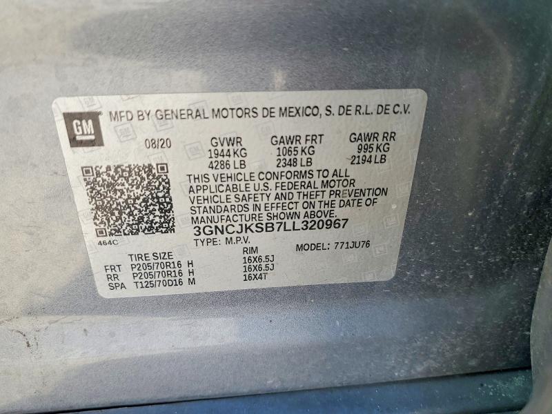 Aukcja sprzedaży 2020 Chevrolet Trax, vin: 3GNCJKSB7LL320967, numer aukcji: 54209196