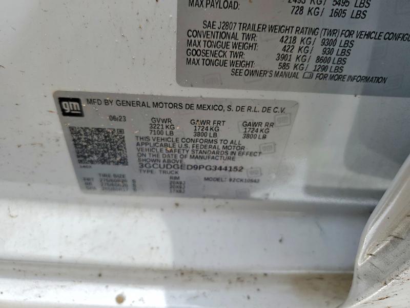 Продаж на аукціоні авто 2023 Chevrolet Silverado, vin: 3GCUDGED9PG344152, номер лоту: 53194336