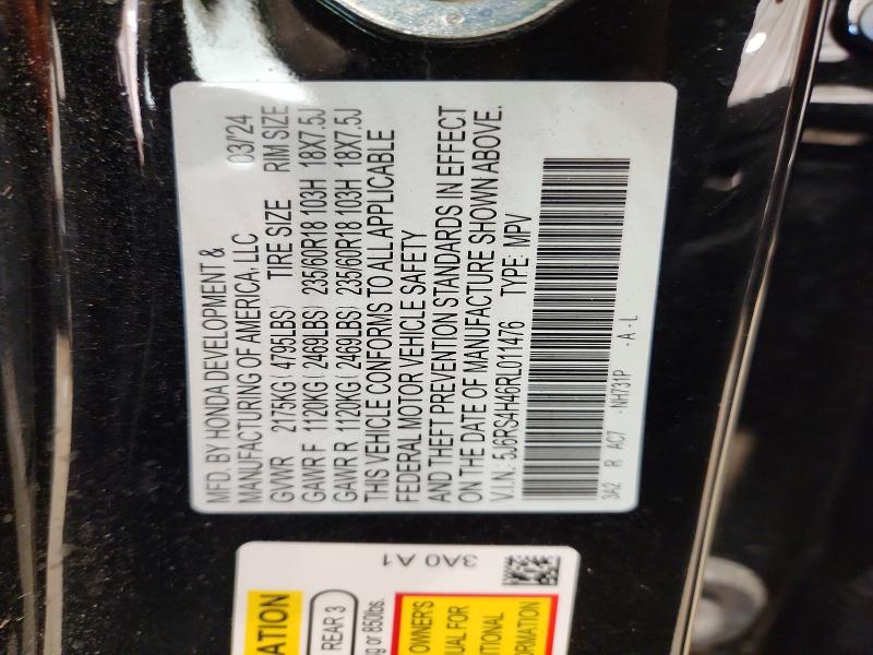 53143536 :رقم المزاد ، 5J6RS4H46RL011476 vin ، 2024 Honda Cr-v مزاد بيع