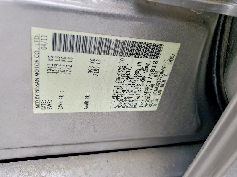 Продаж на аукціоні авто 2011 Nissan Altima, vin: 1N4AL2APXBC175818, номер лоту: 52301656