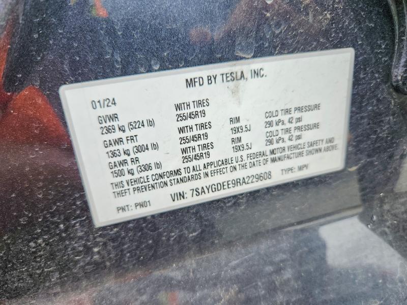 Aukcja sprzedaży 2024 Tesla Model Y, vin: 7SAYGDEE9RA229608, numer aukcji: 55424086