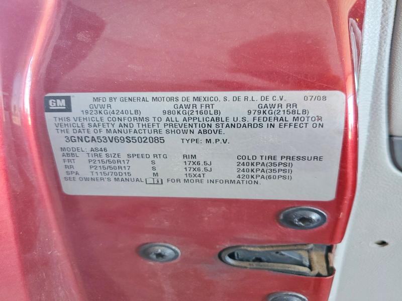 Auction sale of the 2009 Chevrolet Hhr, vin: 3GNCA53V69S502085, lot number: 54106886