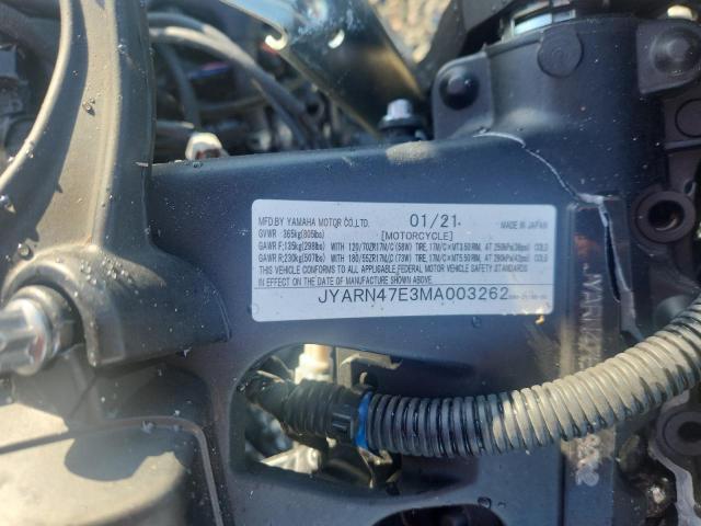 54716816 :رقم المزاد ، JYARN47E3MA003262 vin ، 2021 Yamaha Xsr900 مزاد بيع