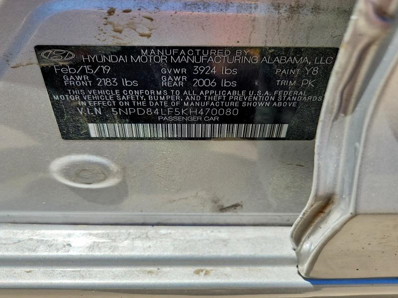 2019 Hyundai Elantra მანქანა იყიდება აუქციონზე, vin: 5NPD84LF5KH470080, აუქციონის ნომერი: 53482216