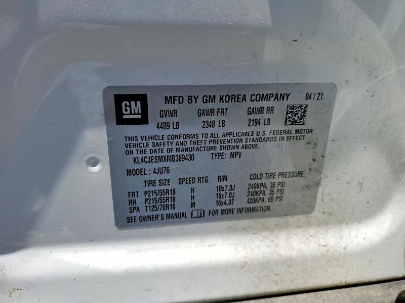 Продажа на аукционе авто 2021 Buick Encore, vin: KL4CJESMXMB369430, номер лота: 52666216