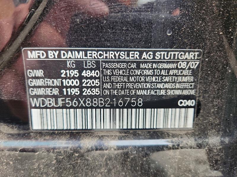 Продаж на аукціоні авто 2008 Mercedes-benz E, vin: WDBUF56X88B216758, номер лоту: 54679136