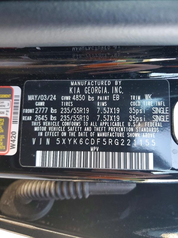 2024 Kia Sportage მანქანა იყიდება აუქციონზე, vin: 5XYK6CDF5RG221155, აუქციონის ნომერი: 53080366