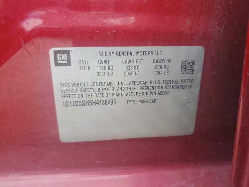 Продаж на аукціоні авто 2017 Chevrolet Sonic, vin: 1G1JD5SH5H4135495, номер лоту: 54527976