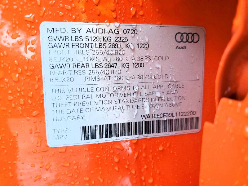 Aukcja sprzedaży 2020 Audi Q3, vin: WA1EECF39L1122200, numer aukcji: 52182836