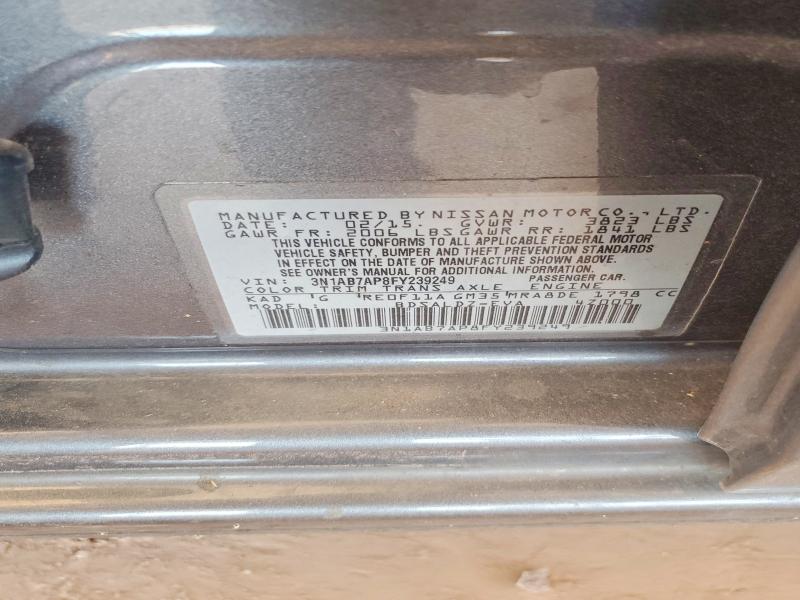 54528576 :رقم المزاد ، 3N1AB7AP8FY239249 vin ، 2015 Nissan Sentra مزاد بيع
